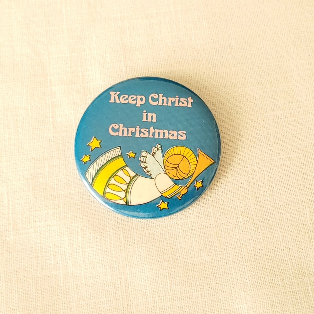 Vntg Button Angel Christ in Christmas Russ Berrie